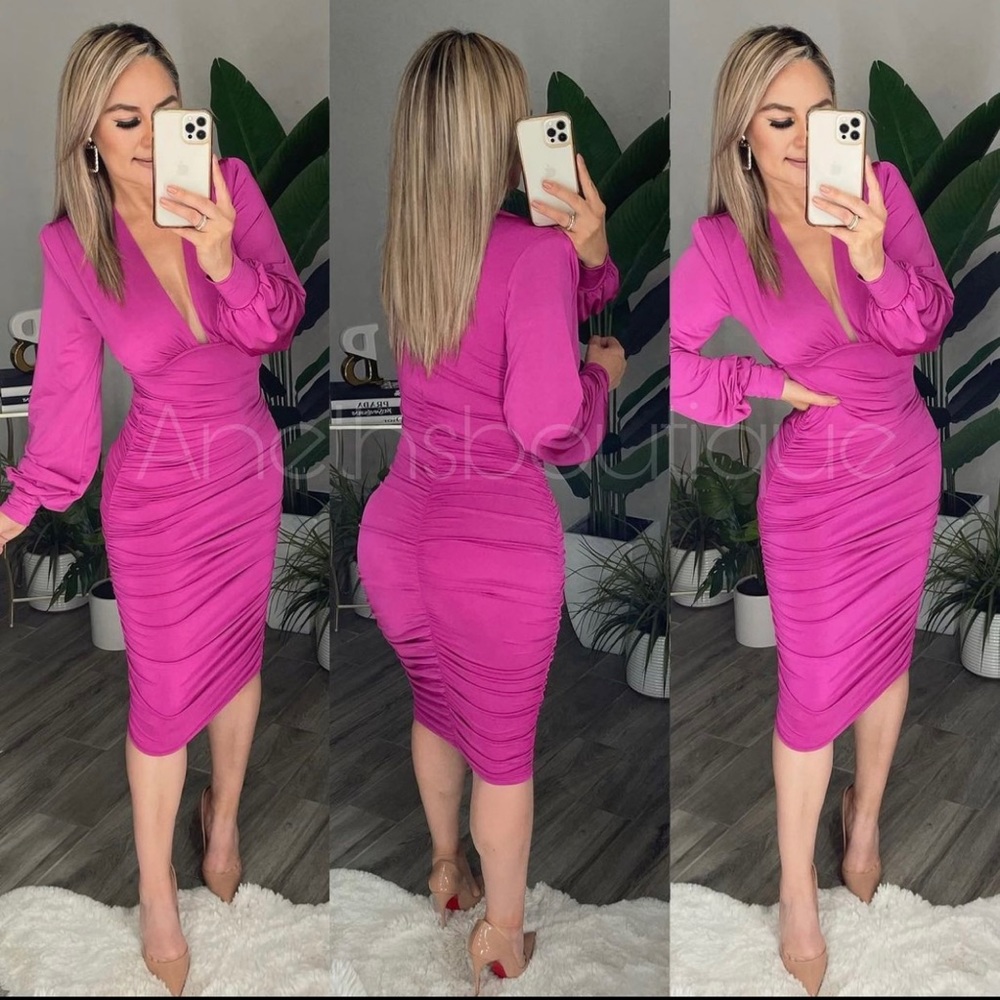 Fuchsia midi dress medium sexy dress